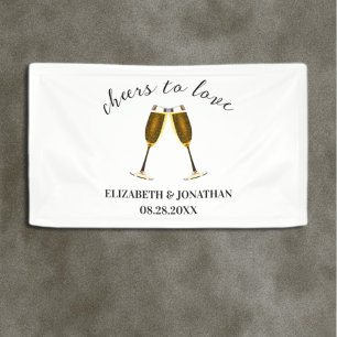 Cheers To Love Champagne Glasses Banner