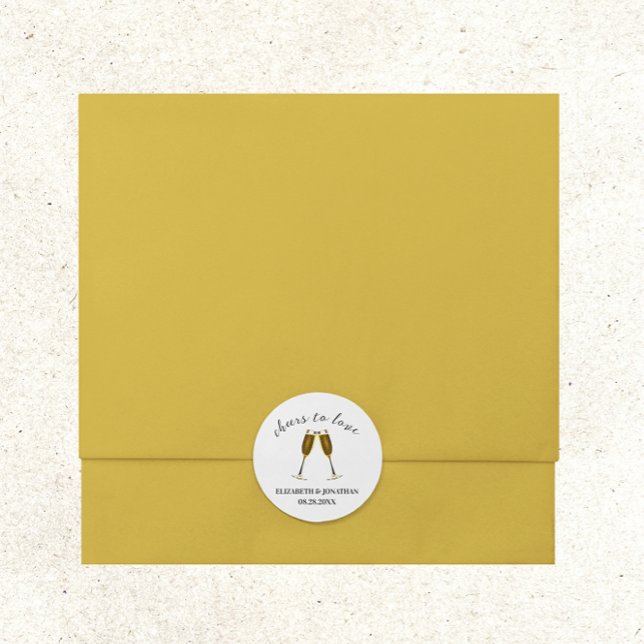 Cheers To Love Champagne Glasses Classic Round Sticker (Creator Uploaded)