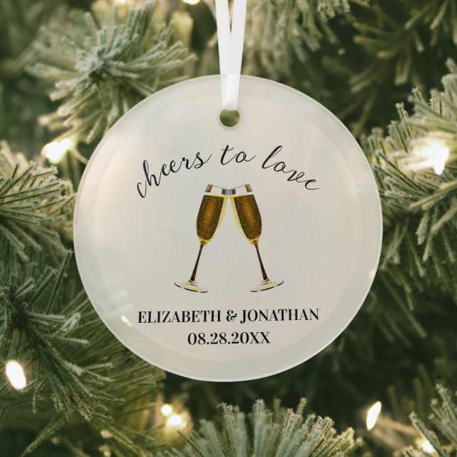 Cheers To Love Champagne Glasses Glass Ornament (Insitu)