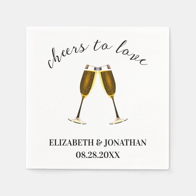 Cheers To Love Champagne Glasses Napkins (Front)
