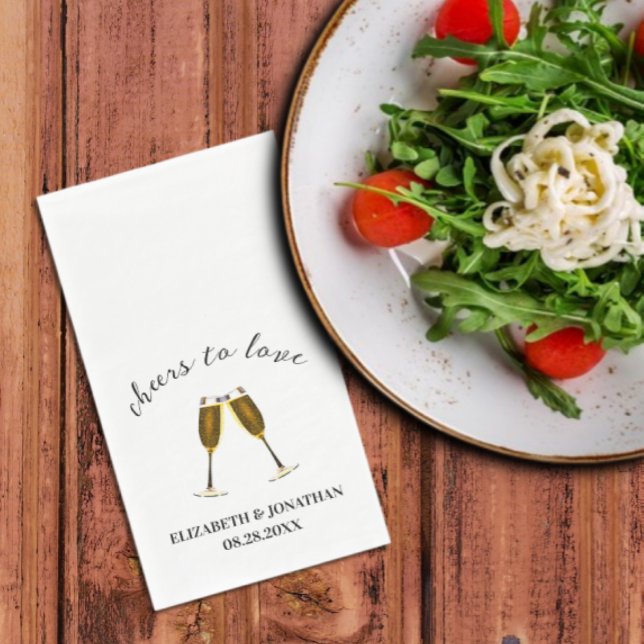 Cheers To Love Champagne Glasses Napkins (Creator Uploaded)