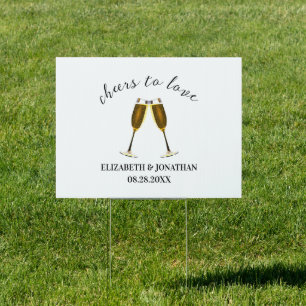 Cheers To Love Champagne Glasses Sign