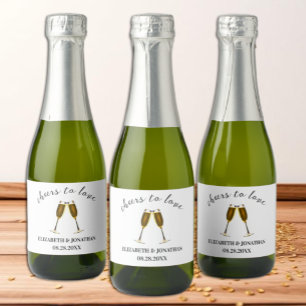 Cheers To Love Champagne Glasses Sparkling Wine Label
