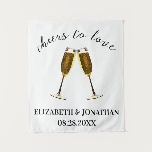 Cheers To Love Champagne Glasses Tapestry (Front)