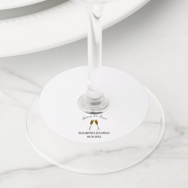 Cheers To Love Champagne Glasses Wine Glass Tag (Close Up)