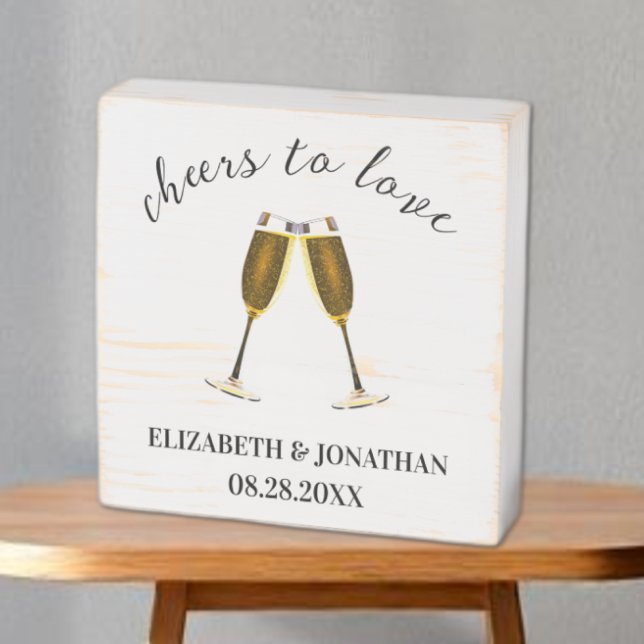 Cheers To Love Champagne Glasses Wooden Box Sign (Creator Uploaded)