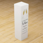 Cheers to Love Champagne Toast Wedding Modern   Wine Box<br><div class="desc">These modern and elegant Cheers to Love wine gift boxes for weddings, anniversaries, engagement parties, bachelorette parties, and other special events feature two sparkling champagne glasses in a toast to love for a wedding or a wedding anniversary. Personalize this item with your names, the date of your event, and the...</div>