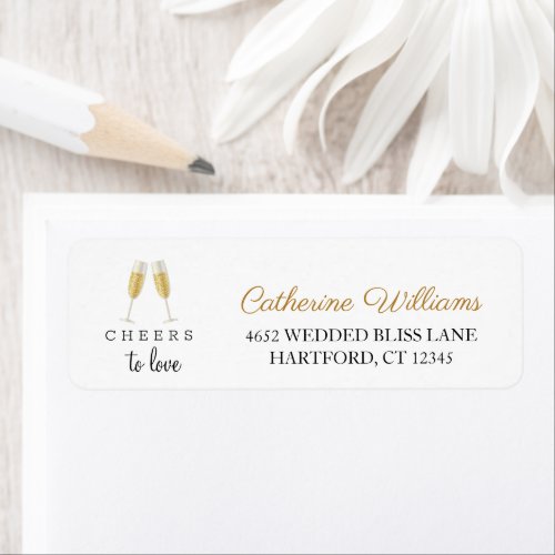 Cheers to Love Chic Champagne Wedding Address Label