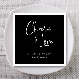 Cheers to Love Classic Black & White Wedding Napkins