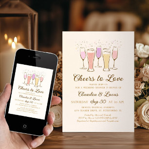 Cheers to Love Couples Coed Bridal Shower Invitati Invitation
