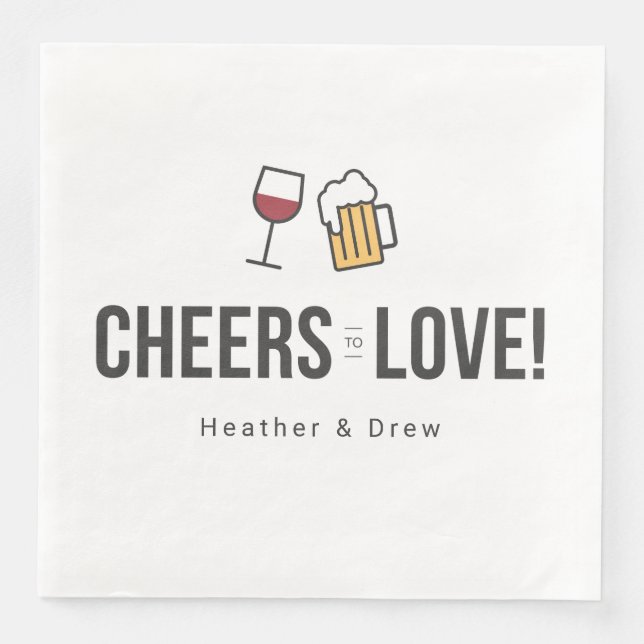 Cheers to Love Couples Wedding Shower  Save The Da Paper Dinner Napkins (Front)