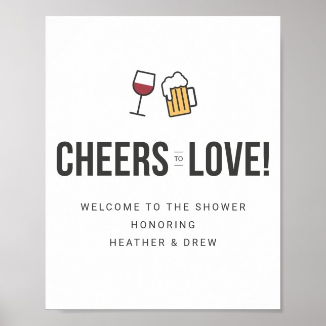 Cheers to Love Couples Wedding Shower  Save The Da Poster (Front)