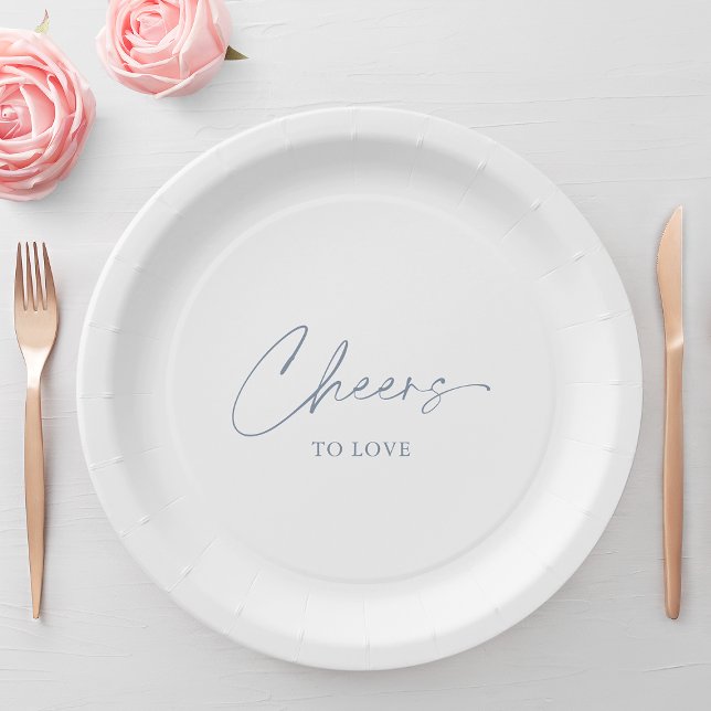 Cheers to Love – Dusty Blue Wedding  Paper Plates (Creator Uploaded)