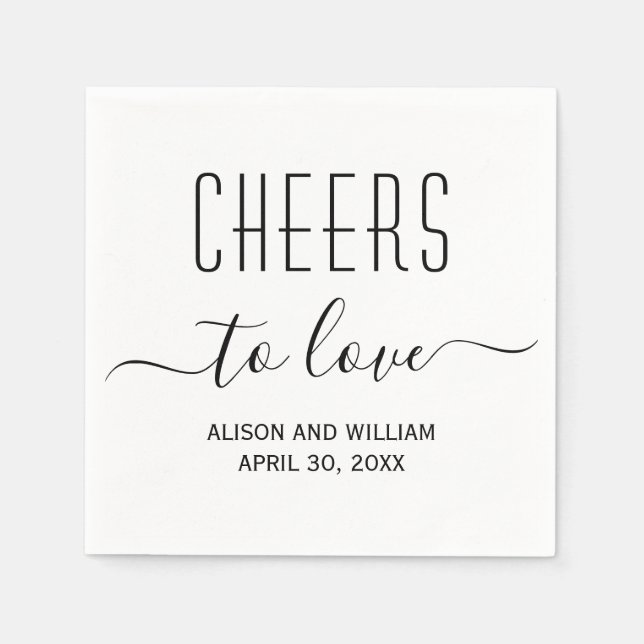 Cheers to love elegant and modern wedding napkins (Front)