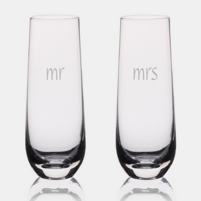 Cheers to Love | Elegant Mr. & Mrs. Wedding  Stemless Champagne Flute (Glassware)