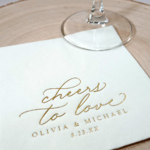 Cheers to Love Elegant Wedding Gold Foil Napkins