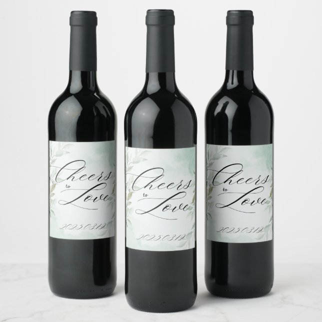 Cheers to Love – Elegant Wedding Wine Label  (Bottles)