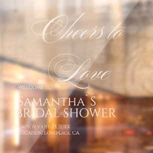 Cheers to Love Elegant White Bridal Shower Window Cling
