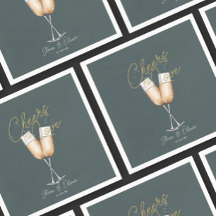 Cheers to Love Green Gold Bridal Shower Paper Napkins