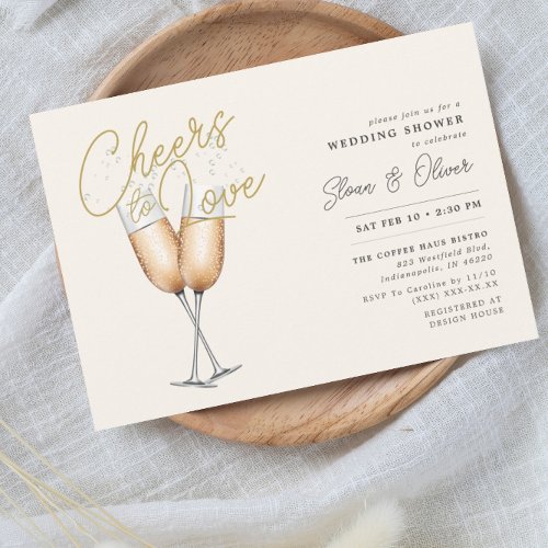 Cheers to Love Ivory Bridal Shower  Invitation