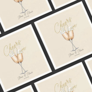 Cheers to Love Ivory Gold Bridal Shower Paper Napkins