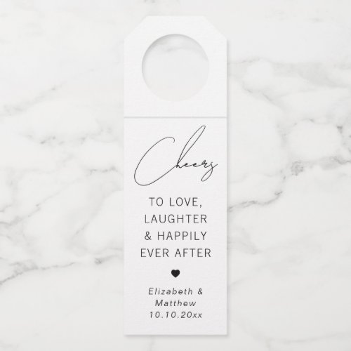 Cheers to love laughter and happily ever after bottle hanger tag