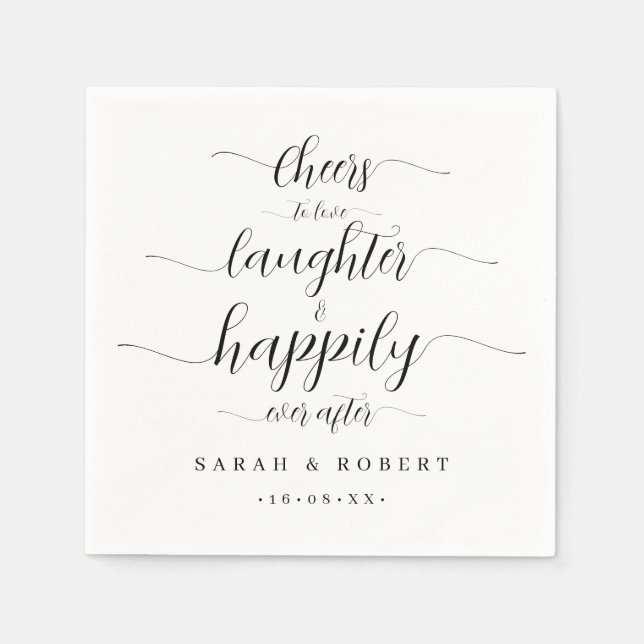 Cheers to Love Laughter & Happily Ever After Napkins (Front)
