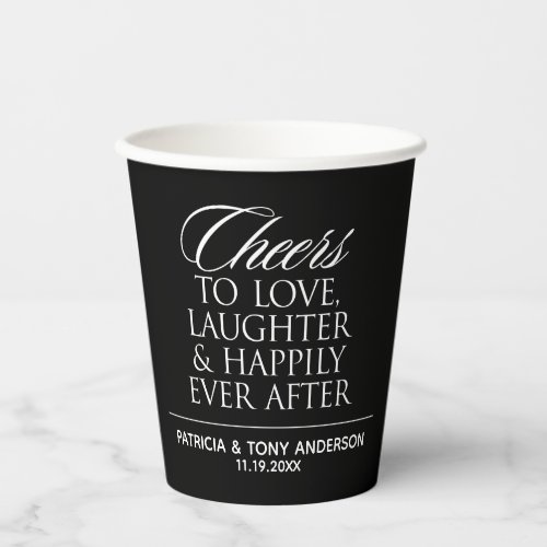 Cheers to love laughter happily ever after Wedding Paper Cups