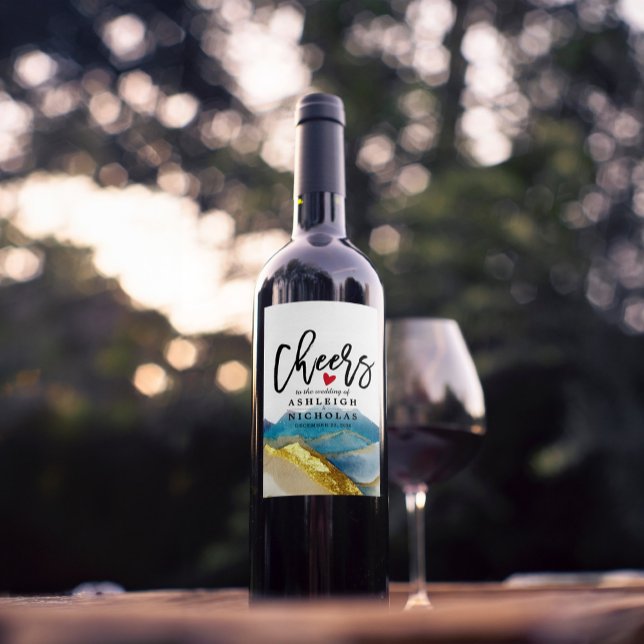 Cheers to Love Laughter Happily Ever After Wedding Wine Label (Creator Uploaded)