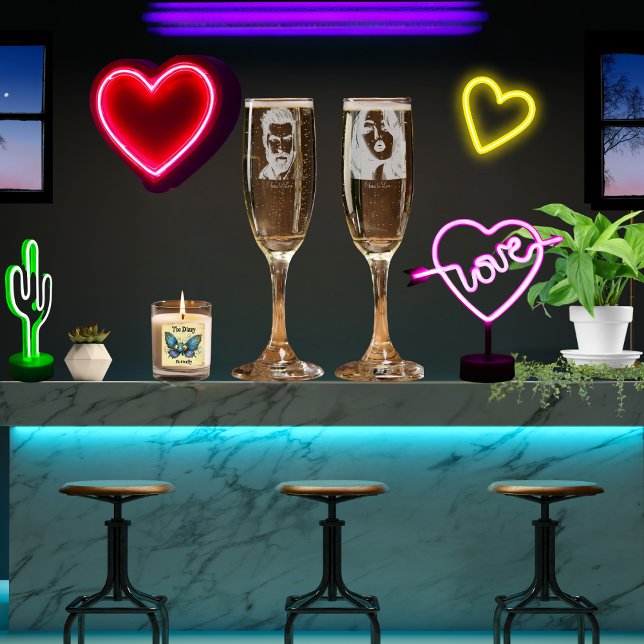 Cheers To Love Man Woman Retro Comic Book Style Champagne Flute (Creator Uploaded)