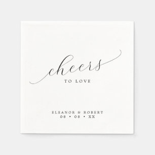 Cheers to Love Minimalist Calligraphy Wedding Napkins