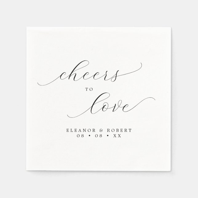 Cheers to Love Minimalist Script Wedding Napkins (Front)