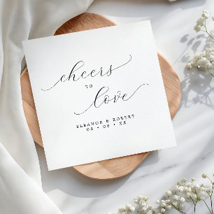 Cheers to Love Minimalist Script Wedding Napkins