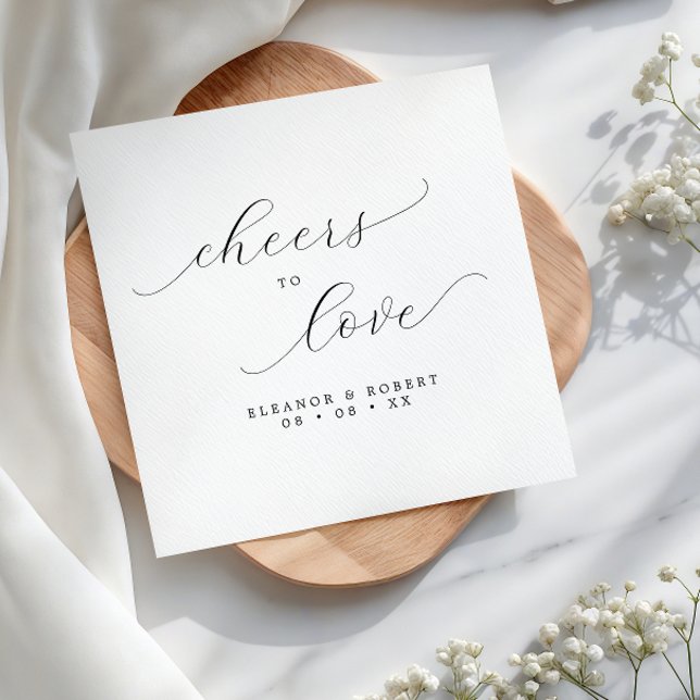 Cheers to Love Minimalist Script Wedding Napkins (Creator Uploaded)