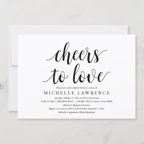 Cheers to love Modern Bridal Shower Celebration Invitation