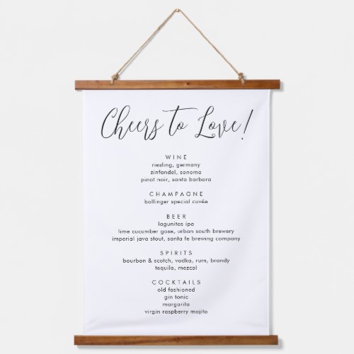 Cheers To Love Modern Calligraphy Wedding Drinks Hanging Tapestry