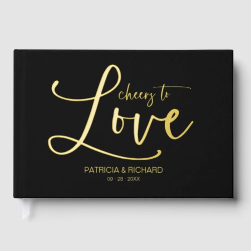 Cheers To Love Modern Calligraphy Wedding Foil Guest Book