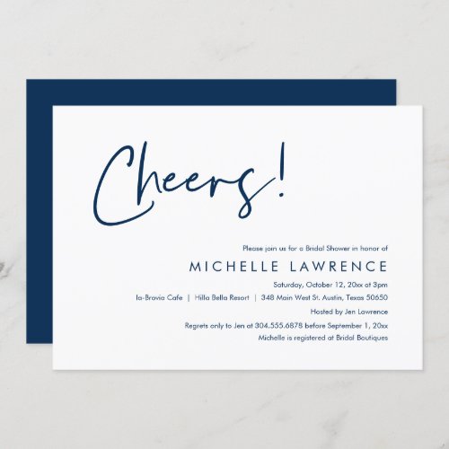 Cheers to love Modern Casual Bridal Shower Invita Invitation