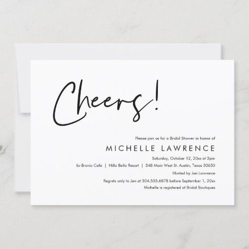 Cheers to love Modern Casual Bridal Shower Invita Invitation