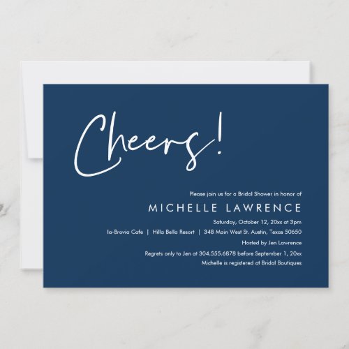 Cheers to love Modern Casual Bridal Shower Invitation
