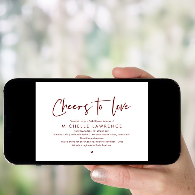 Cheers to love, Modern Casual Bridal Shower Invitation (Front Digital)