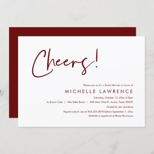 Cheers to love Modern Casual Bridal Shower  Invitation