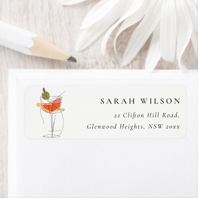 Cheers to Love Modern Cocktail Wine Address Label (Insitu)