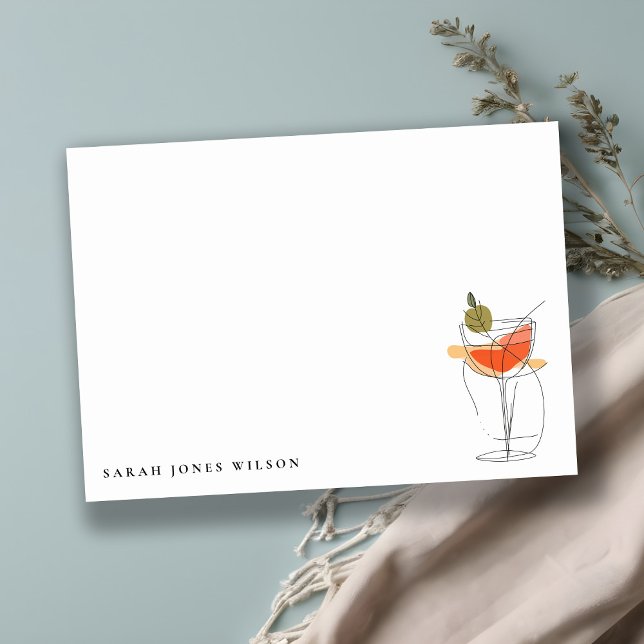 Cheers to Love Modern Cocktail Wine Bridal Shower Note Card (Creator Uploaded)