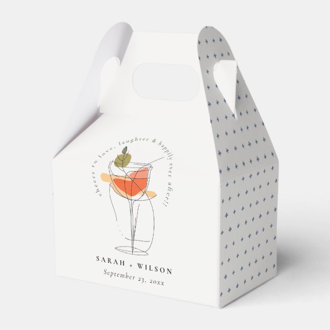 Cheers to Love Modern Cocktail Wine Wedding Favor Boxes (Front Side)