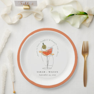 Cheers to Love Modern Cocktail Wine Wedding Paper Plates