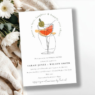 Cheers to Love Modern Cocktail Wine Wedding Shower Invitation