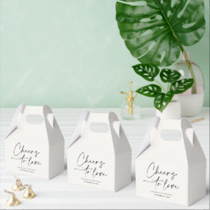 Cheers to love modern cream black minimal wedding favor boxes