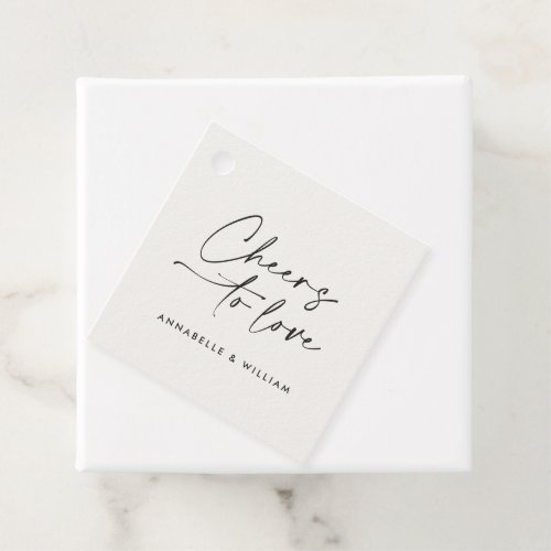 Cheers to love modern minimal script chic wedding favor tags