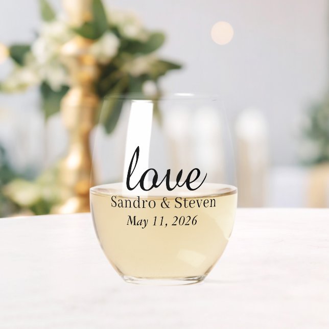 Cheers To Love Modern Minimal Wedding  Stemless Wine Glass (Insitu (Wedding))